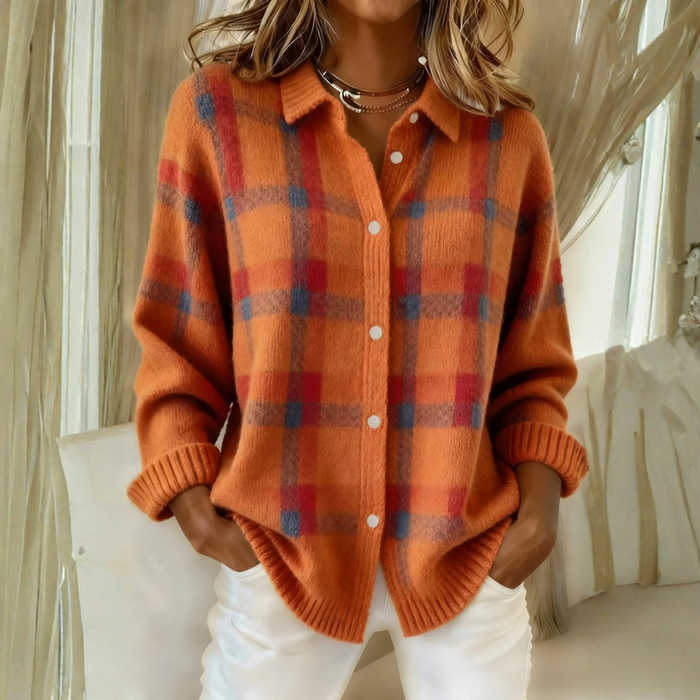 Ottavia | Cardigan a Quadri in Maglia Morbida