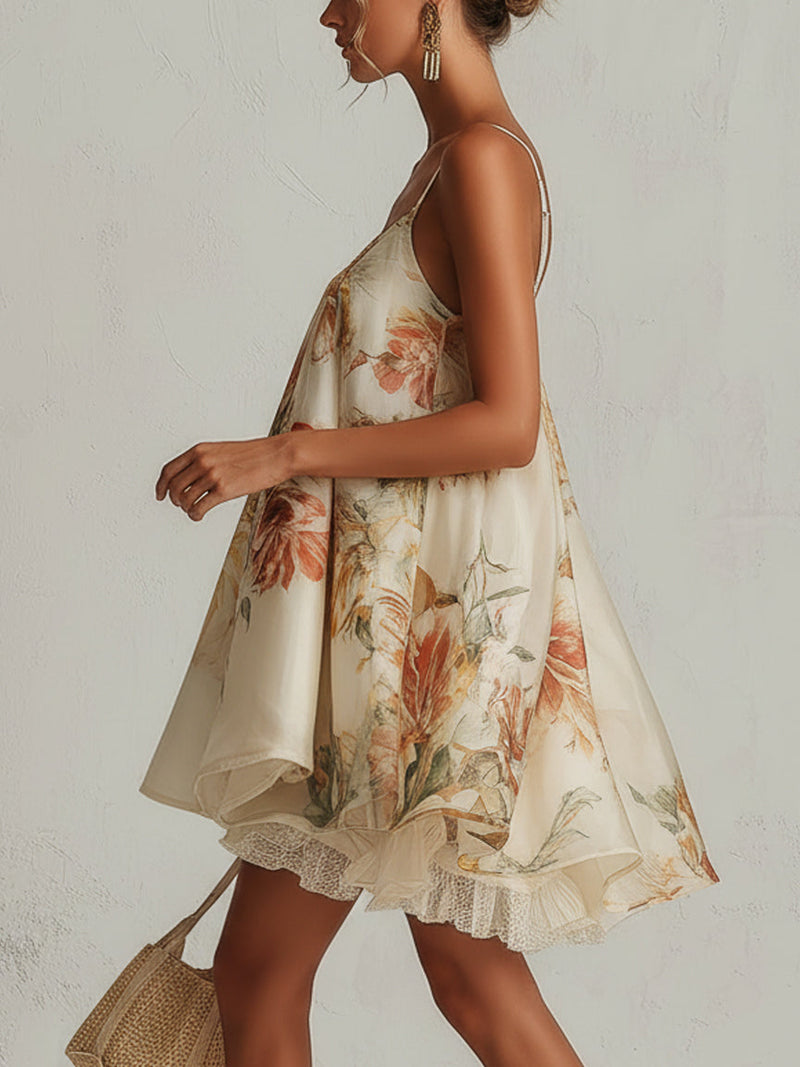Beatrice | Abito Corto in Organza, i fiori che restano leggeri anche in pieno sole