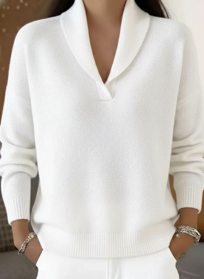 Fiorella | Maglione con Scollo a V, colore bianco, foto prodotto