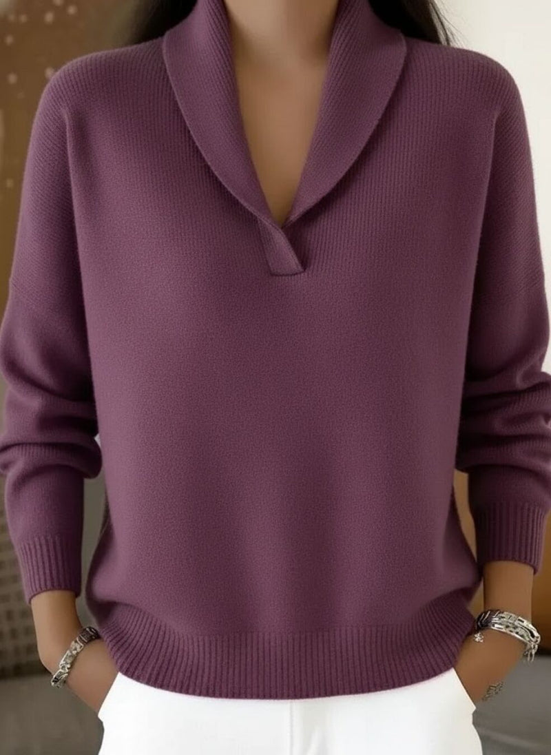 Fiorella | Maglione con Scollo a V, colore viola, foto prodotto