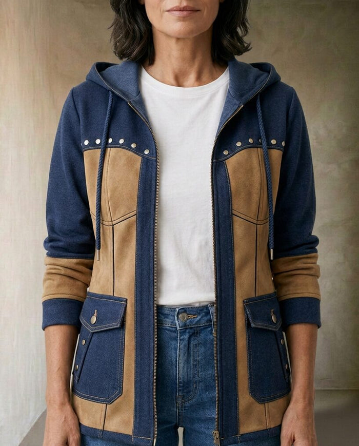 Veronica | Giacca con Cappuccio Bimateriale